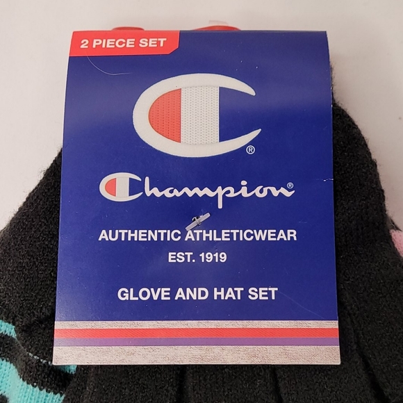 💰NWT! CHAMPION ▪︎ STRIPED HAT AND GLOVE SET ▪︎ ONE SIZE - Picture 5 of 8